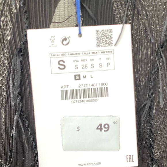 Zara black dress, long sleeve, short. Size Small opening in back - Picture 3 of 5